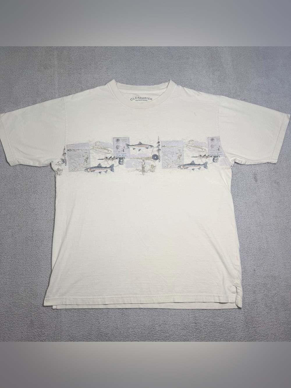 Clearwater Outfitters Fishing Shirt Mens Large Fly Fishing Trout Chest Graphic